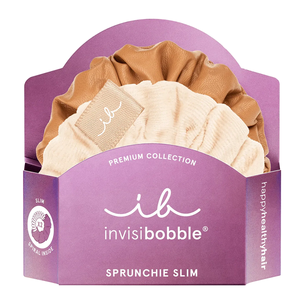 Набір гумок-браслетів для волосся в тканині INVISIBOBBLE SPRUNCHIE SLIM PREMIUM CRÈME DE CARAMEL 2 шт Набір гумок-браслетів для волосся в тканині INVISIBOBBLE SPRUNCHIE SLIM PREMIUM CRÈME DE CARAMEL 2 шт