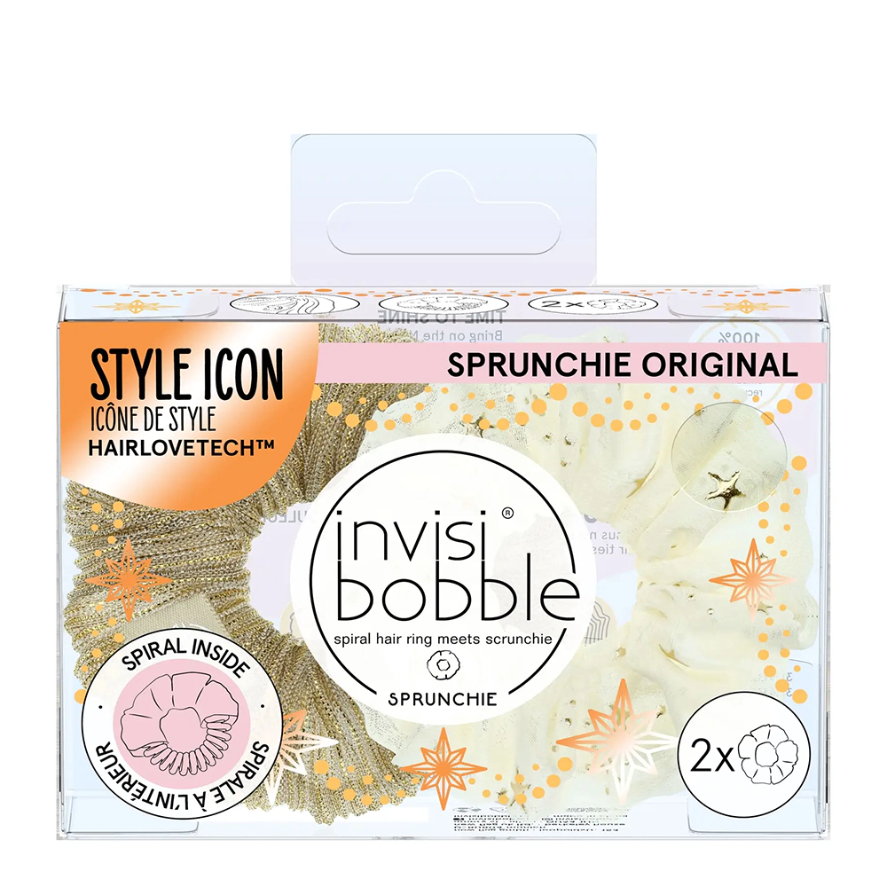 Набір гумок-браслетів для волосся в тканині INVISIBOBBLE SPRUNCHIE SLIM TIME TO SHINE BRING ON THE NIGHT 2 шт Набір гумок-браслетів для волосся в тканині INVISIBOBBLE SPRUNCHIE SLIM TIME TO SHINE BRING ON THE NIGHT 2 шт