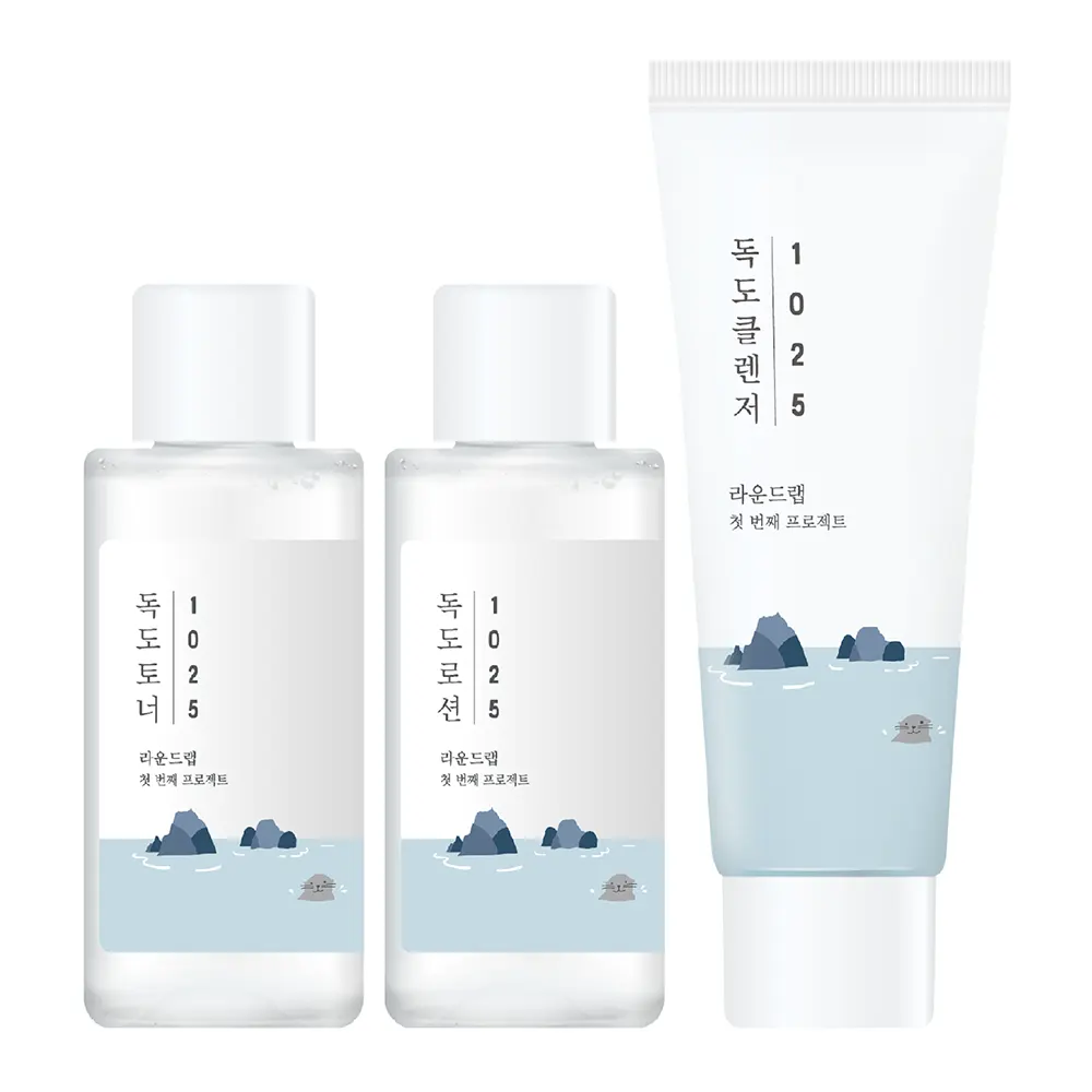 Набор миниатюр косметики для лица с морской водой ROUND LAB 1025 DOKDO ON THE GO KIT Набор миниатюр косметики для лица с морской водой ROUND LAB 1025 DOKDO ON THE GO KIT