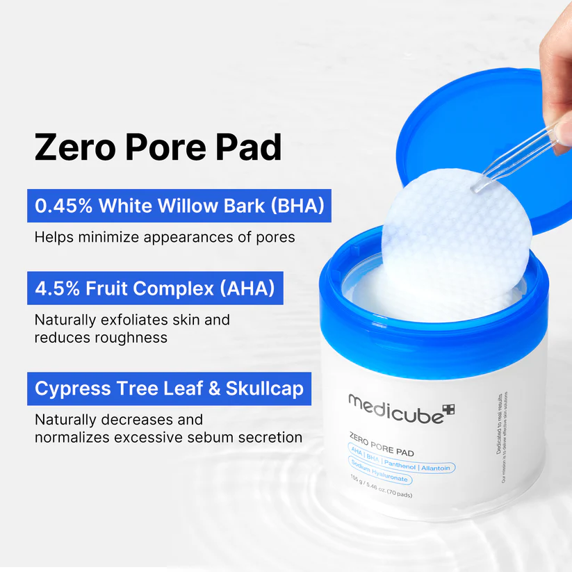 Пилинг-пады для очищения и сужения пор с AHA+BHA кислотами MEDICUBE ZERO PORE PAD 2.0 Пилинг-пады для очищения и сужения пор с AHA+BHA кислотами MEDICUBE ZERO PORE PAD 2.0